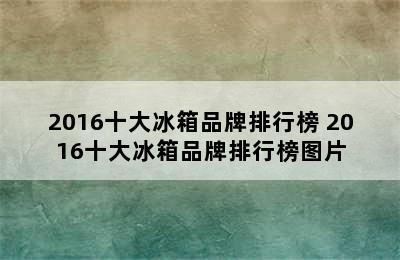 2016十大冰箱品牌排行榜 2016十大冰箱品牌排行榜图片